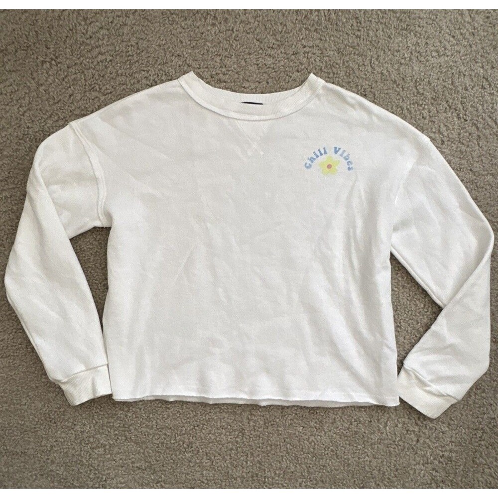 Art Class Girls Pullover Sweatshirt Size L 10/12 Crew Long Sleeve White Flower